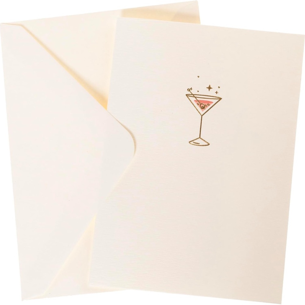 NIB Elegant Pink Martini Notecards In Cream